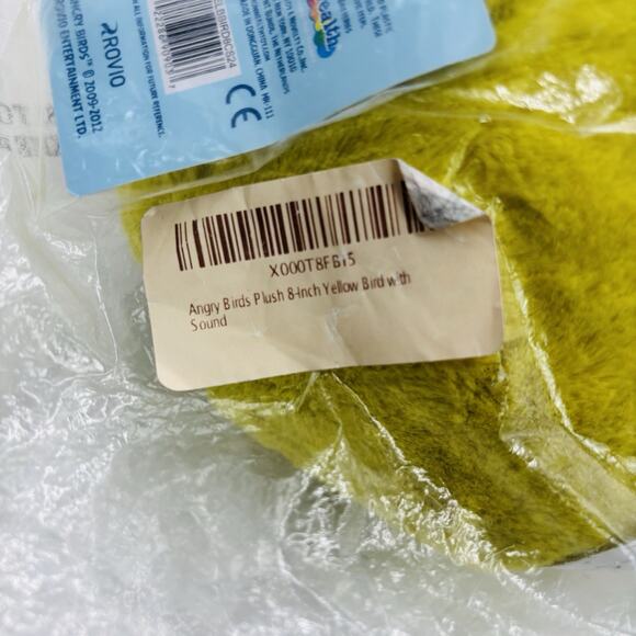 Rare 2012 Rovio Angry Birds 8" Chuck Yellow Bird Plush Stuffed Animal Sealed New - Picture 9 of 12